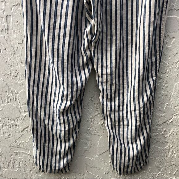 TAHARI 100% Linen Stripe Pullon Pants Size Large Lagenlook Pockets Minimalist - Picture 9 of 12